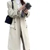 Dames Trenchcoats Alien Kitty Chic Minimalistisch Elegant Dames Maxi Slank Kantoor Dame 2023 Herfst Windjack Allemaal Match Dagelijks High Street