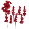 Fiori decorativi 8 pezzi Natale frutta rossa artificiale bacche para bacche manuali decorazioni per bouquet di fiori 2023 2024