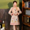 Ethnic Clothing 2023 Winter Thicken Fur Collar Women Chinese Qipao Fashion Slim Dress Traditional Vintage Elegant Modern Improve Cheongsam