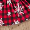 Sukienki dla dziewczynek ceeniu 0-6y sukienka świąteczna fuax 2pcs Big Bowknot Snowflake Plaid na rok ubrania dla dzieci