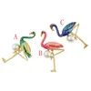 Broches fofos flamingo 3 cores em forma de pássaro esmaltado pérola broche animal joias da moda roupas femininas acessórios para cachecol