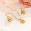 Conjunto de joyería para mujer, bonito collar de flores con colgante de rosa GF de oro macizo de 18 K, pendientes, regalo de boda para chica de Europa, afecto244J