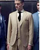 Herrenanzüge, 3-teilig, Blazer, Hose, einreihig, beige, hübscher Bräutigam, Hochzeits-Smoking, Business-formeller Herrenanzug, Jacke, Hose, Weste