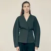 Ternos femininos baixo clássico com decote em v curto lã blazer jaqueta feminina 2023 outono moda estilo coreano magro seção topos roupas