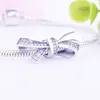 Loose Gemstones 925 Sterling Silver Bow Knot Hair Ribbon Zircon Crystal Bead Fit Original Pan Charm Bracelet Women Making Handmade Berloque