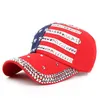 Gorras de bola Moda América Sombrero Bling Rhinestone Raya Estrellas Bandera americana Gorra de béisbol Snap Back Sombreros para entrega de gota Acceso a la moda Dhiv8