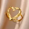 Band Rings Stainless Steel for Women Aesthetic Sunflower Gold Plated Wedding Couple Ring Jewelry Vintage Accessories 231025