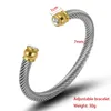 Bangle FYSARA Stainless Steel Wire Rope Colored Zircon Cuff Bracelet For Women Adjustable Couple Jewelry Romance Party Gift 231027