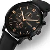 Montres-bracelets 1PC Montre à quartz noire Hommes Cadran romain Mode Date ronde pour le sport 231027