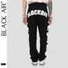 BLACKAIR skulls pattern baggy jeans skeleton embroidery for men hip hop high street cargo black DY815 220228287z