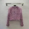 Autumn Pink Weave Tassel tweed jacka långärmad rund hals paljetter enbrödade dubbla fickor jackor kappa korta outwear b3o252328