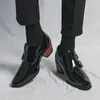 Scarpe eleganti da uomo in pelle verniciata formale con tacco alto da sposa di lusso Groomman Nero Business Managerman Calzature 231026