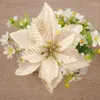 Dekorativa blommor 5/10st Glitter Christmas Xmas Tree Artificial Flower Ornaments Merry Decor Year Gift Navidad