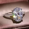 Anéis de cluster luxo 925 prata esterlina para mulheres acessórios de noivado redondo zircônia cúbica jóias grande promoção