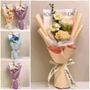 Dekorativa blommor Bomullsvirka Flower Bouquet Teacher's Day Gift Ins Artificial Colorful Sticked With Wrapping Room Decor