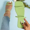 Slippers Ladies Fashion Summer Solid Color Leather Square Head Open Toe Beach Women H Bear House