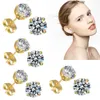 316l Stainless Steel Hypoallergenic Cubic Zirconia Ear Rings Cz Round Moissanite Diamond Stud