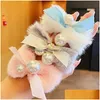 Hair Accessories 2021 Autumn Winter New Women Girls Cute Plush Bow Pearl Scrunchie Sweet Decorate Elastic Band Fashion Drop Delivery P Dhong