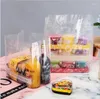 Presentförpackning 50st/pack transparent plastpåse med handtag toast brödförpackning party bakning av väskor