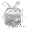 Wrap Prezent rmtpt Love Heart Laser Cut Wedding Party Favor Candy Bag Chocolate Gift Boxes Bridal Birthday Shower Bomboniere z wstążką 231026