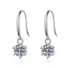 1ct/2ct Round Cut d Color Vvs Clarity Drop Pure 925 Silver Fine Gift Moissanite Dangle Hoop Baguette