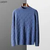 Men's Sweaters LHZSYY Winter Thicken Cashmere Sweater Half-high Neck Twisted Pullovers Large Size Jackets Tops Casual Knit Shirts