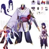 Raiden Shogun Genshin Impact perruque Cosplay Sexy femmes robe Kimono tenue Halloween Costume de jeu de rôle