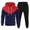 Running Sets Men Activewear Set Stylish 2-piece Hoodie Sweatpants Suit With Color Matching Drawstring Soft Warm For Sports