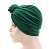 Bérets élégant tourbillon bonnet bohème chapeau style national turban vert