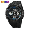 Relojes de pulsera SKMEI Japón Movimiento digital Cronómetro Relojes deportivos Mens Casual Luz de fondo Pantalla 5bar Reloj de pulsera impermeable Fecha Alarma