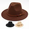 Brede Rand Hoeden Emmer Vintage Retro Wol Heren Herfst Winter Britse Plat Vilt Trilby Formele Jurk Hoed Voor Vrouwen Unisex Riem Jazz Fedora 231027