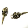 Legering 50st Vintage Style Bronze Silver Tone Skull Bird Head Flower Charms Halsband Pendant Smycken Tillbehör 281J