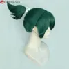キャットスーツコスチュームゲームコスプレグリーンテールキリコボウヘアピンマスク耐熱性髪のかつらの小道具 +ウィッグキャップ