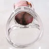 Cluster Ringen Vinger Ring Voor Vrouw Natuursteen Gem Ovale Kralen Roze Rhodoniet Verstelbare Sieraden Gift 1 Stuks Z183