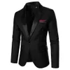 Ternos masculinos Blazers Homens Blazer Decorativo Peito Bolso Contraste Cor Cetim Collar Causal Formal Diário Casamento Homens Manga Longa Um Botão Blazer 231026