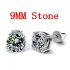 Stud Küpe Solitaire 5mm/9mm laboratuvar elmas küpe gerçek 925 Sterlling Gümüş Takı Nişan Düğünü Erkekler Erkekler Charm Love Hediye