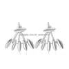 Stud Rock Punk Spike Smooth Marquise Shape Ear örhängen för kvinnor Party Jewely Gold Sier Plated Metal Jacket Drop Delivery DHCML