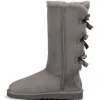 Botas altas clássicas femininas de alta qualidade Austrália Bailey 3 Bow Botas de neve inverno couro quente sapatos de inverno tamanho americano 5 --- 10