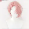 Catsuit Costumes 32cm Cosplay Game Nu: Carnival Aster Light Pink Scalp Heat Resistant Synthetic Party Hair Anime Wigs + Wig Cap