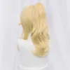 Catsuit Costumes Yandere simulateur Musume Ronshaku 45 cm longue perruque blonde avec pince queue de cheval cheveux résistants à la chaleur Cosplay perruques