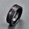 Bague de fiançailles en carbure de tungstène pour hommes, bracelet de mariage tendance, noir mat, en bois d'acacia, cadeau, bijoux 295E