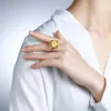 Klaster Pierścienie masywne 17 17 mm kwadratowy cytrynowy pierścień srebra 925 dla kobiet duży kamień szlachetny przyjęcie weselne luksusowa jakość biżuterii prezent biżuterii
