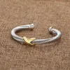 X Sliver ed Designer Bracelet Bangle Gold Charm Fashion Bracelets Jewelry Braided Cross Diamond Zircon Luxury Birthday Gift f193R