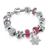 Gioielli fatti a mano Braccialetti con ciondoli interi Stile europeo Fai da te Bracciale con perline con foro grande Regali di Natale per le donne Fiocco di neve Babbo Natale R244R