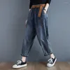 Frauen Jeans 2023 Herbst Korea Mode Frauen Baumwolle Denim Harem Hosen Alle-abgestimmt Casual Elastische Taille Vintage Blau lose