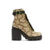Yüksek Topuklu Martin Boots Tasarımcı Sonbahar Kış Kaba Kaba Topuk Kadın Ayakkabı Çöl Bot% 100 Gerçek Deri Süet Mektup Dantel Up Moda Leydi Topuklu Büyük Boyut 35-42 US4-US1