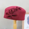 Baskenmützen aus 100 % Wollfilz, für Damen, Party, Blume, formelle Fedora-Mütze, Bankett, Grace Woolen Pillbox Cap, schöner Fascinator 231027