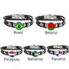 Charm Bracelets Brazil Belarus Paraguay Bahamas Panama Flag Multilayer Leather Bracelet Fashion Men And Women Jewelry2786