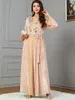 女性のためのエスニック服の冬のベルベットドレスアバヤ厚seuqinsモロッコパーティーabayas lace-up kaftan islam long robe夕方のvestidos