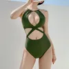 Maillots de bain pour femmes Simple à la mode une pièce maillot de bain solide sexy poitrine creuse croix dos nu bikini vacances coréennes